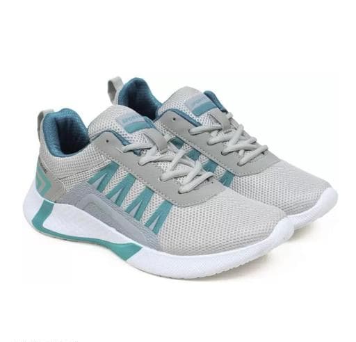 Lace-Up Mesh Sports Shoes with Structured Overlays and Textured Sole