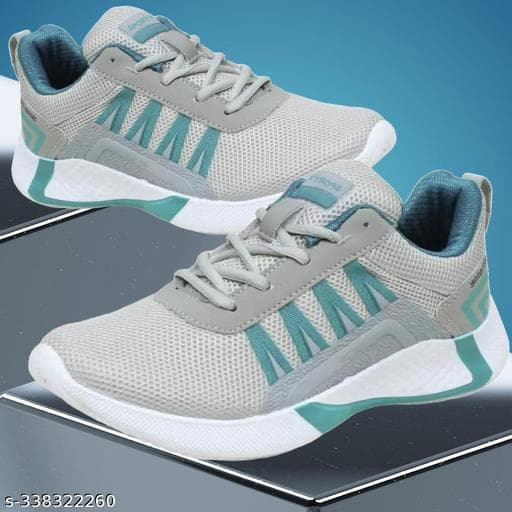 Lace-Up Mesh Sports Shoes with Structured Overlays and Textured Sole thumbnail 3