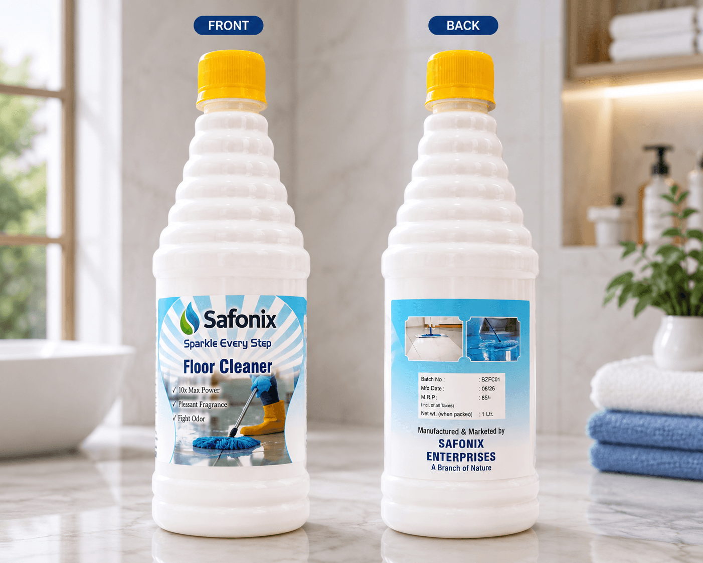 Safonix Floor Cleaner Liquid 1 L | 10X Max Power | Pleasant Fragrance | Pack Of 2 thumbnail 2