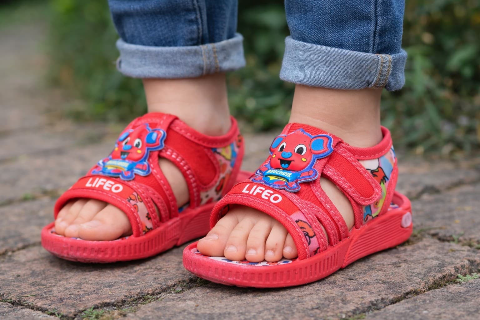 Kids Cartoon Appliqué Open-Toe Sandals with Hook-and-Loop Strap thumbnail 4