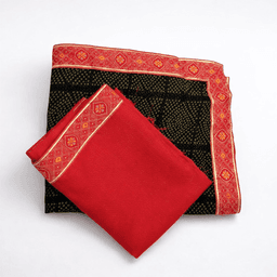 Printed Bandhani Saree With Borders (Unstitched Blouse)