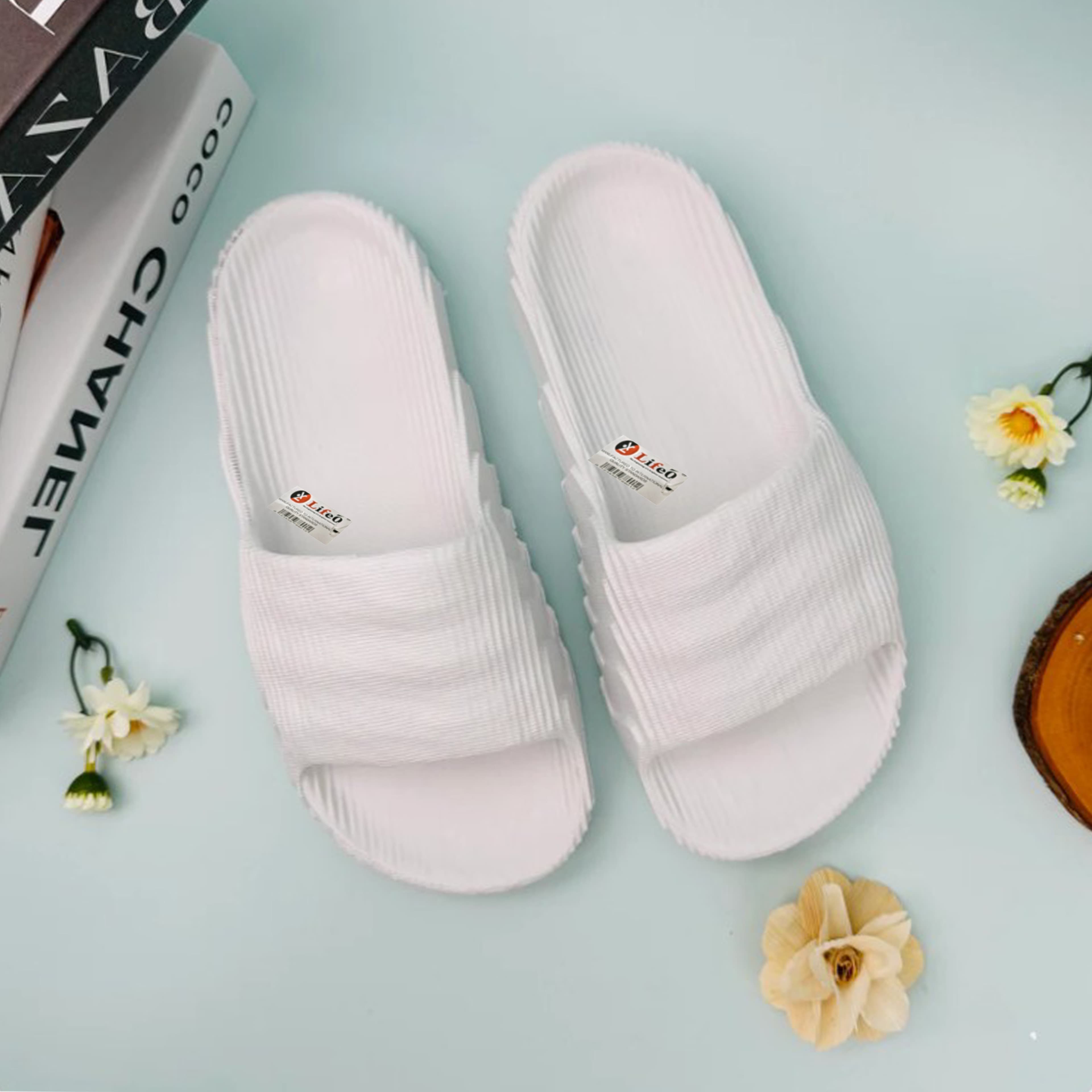 Men’s Open-Toe Molded Slide Slippers with Ribbed Strap thumbnail 3
