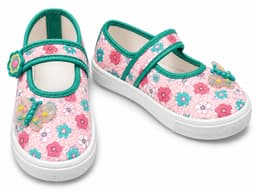 Toddler Girls Floral Mary Jane Shoes with Butterfly Appliqué and Cross-Over Straps