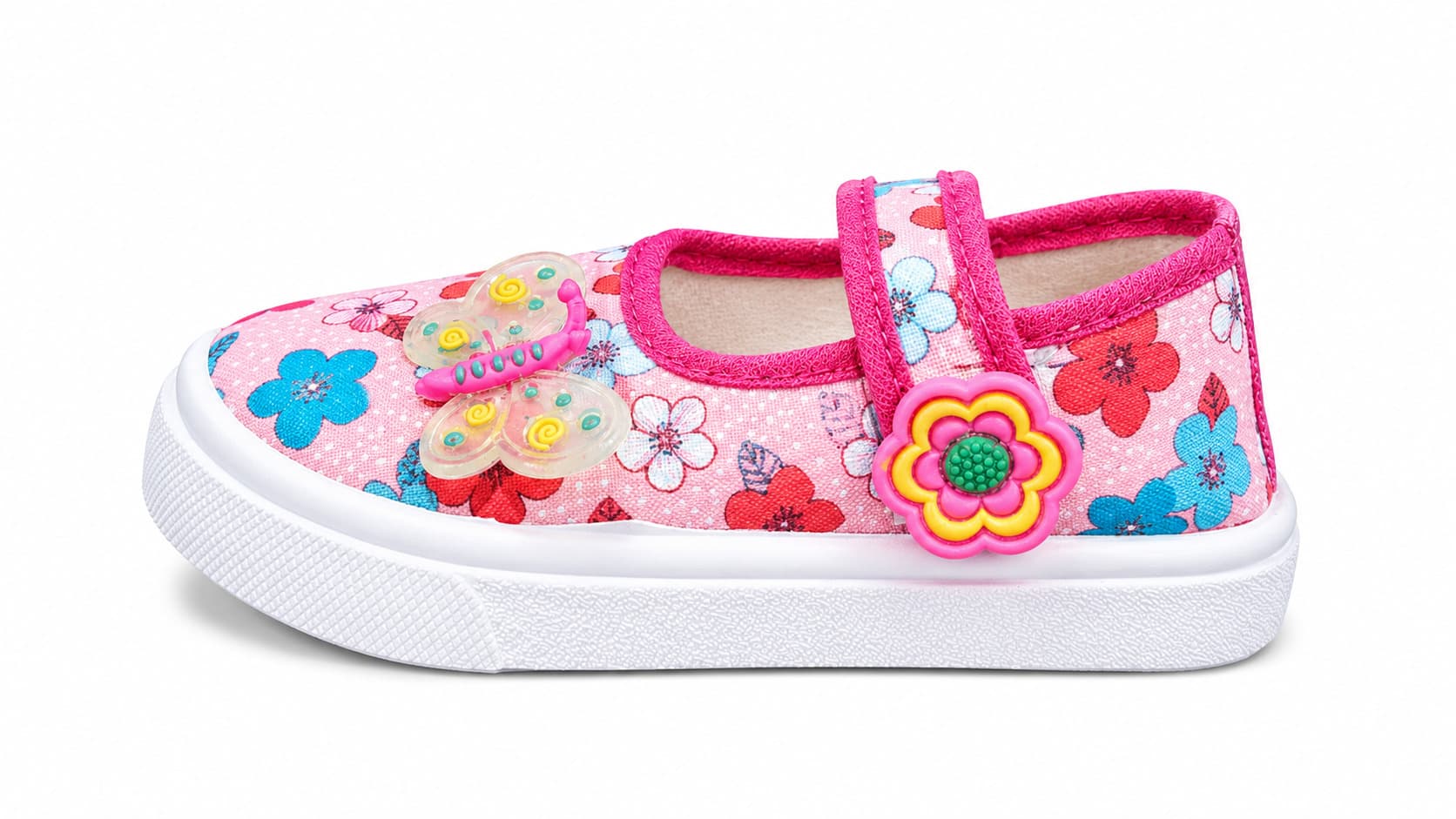 Infant Floral Mary Jane Shoes with Adjustable Hook-and-Loop Strap thumbnail 4