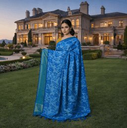 Women’S Designer Floral Printed Saree With Contrast Border – Elegant Party & Festive Wear