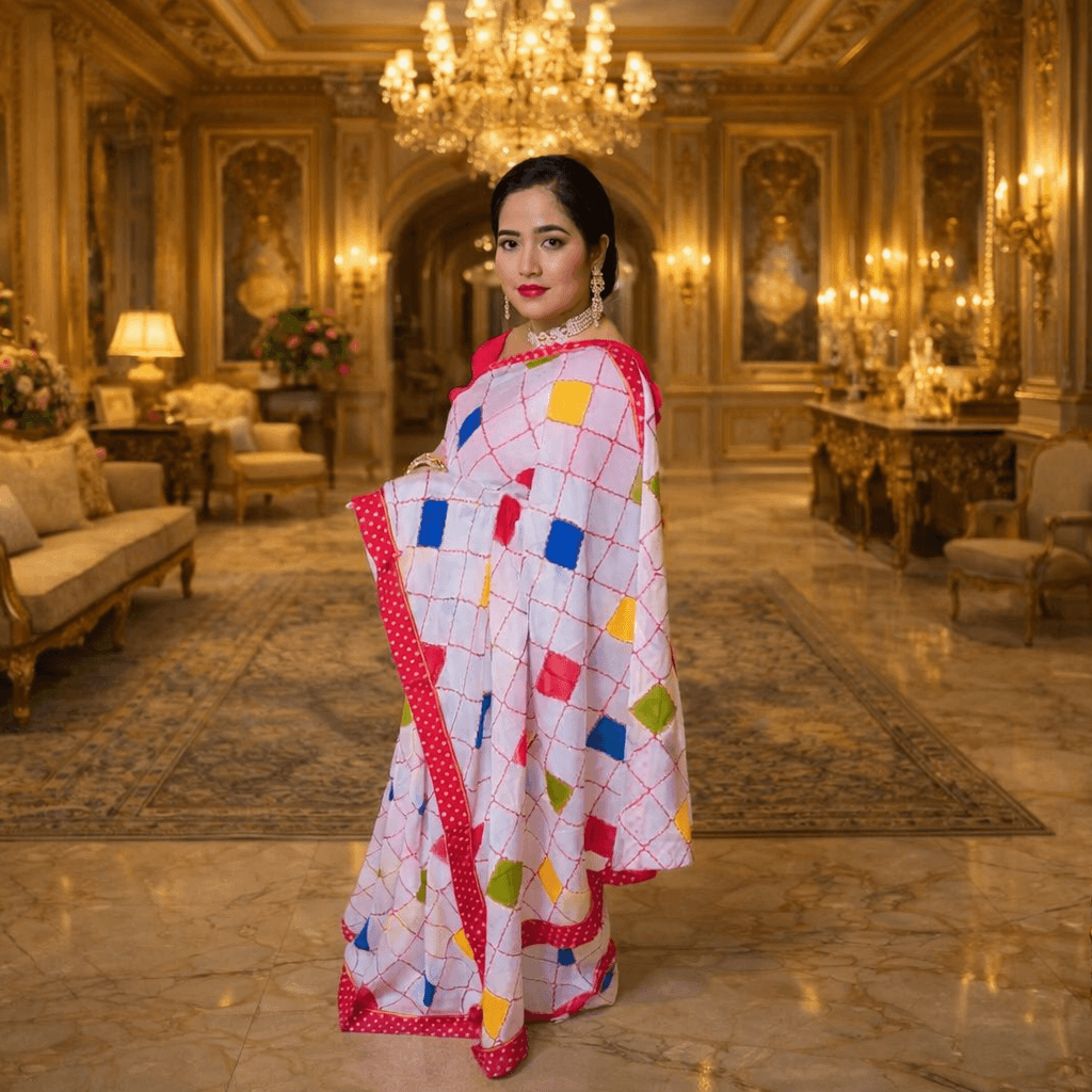 Women Georgette Printed Saree With Contrast Red Border & Blouse Piece thumbnail 2