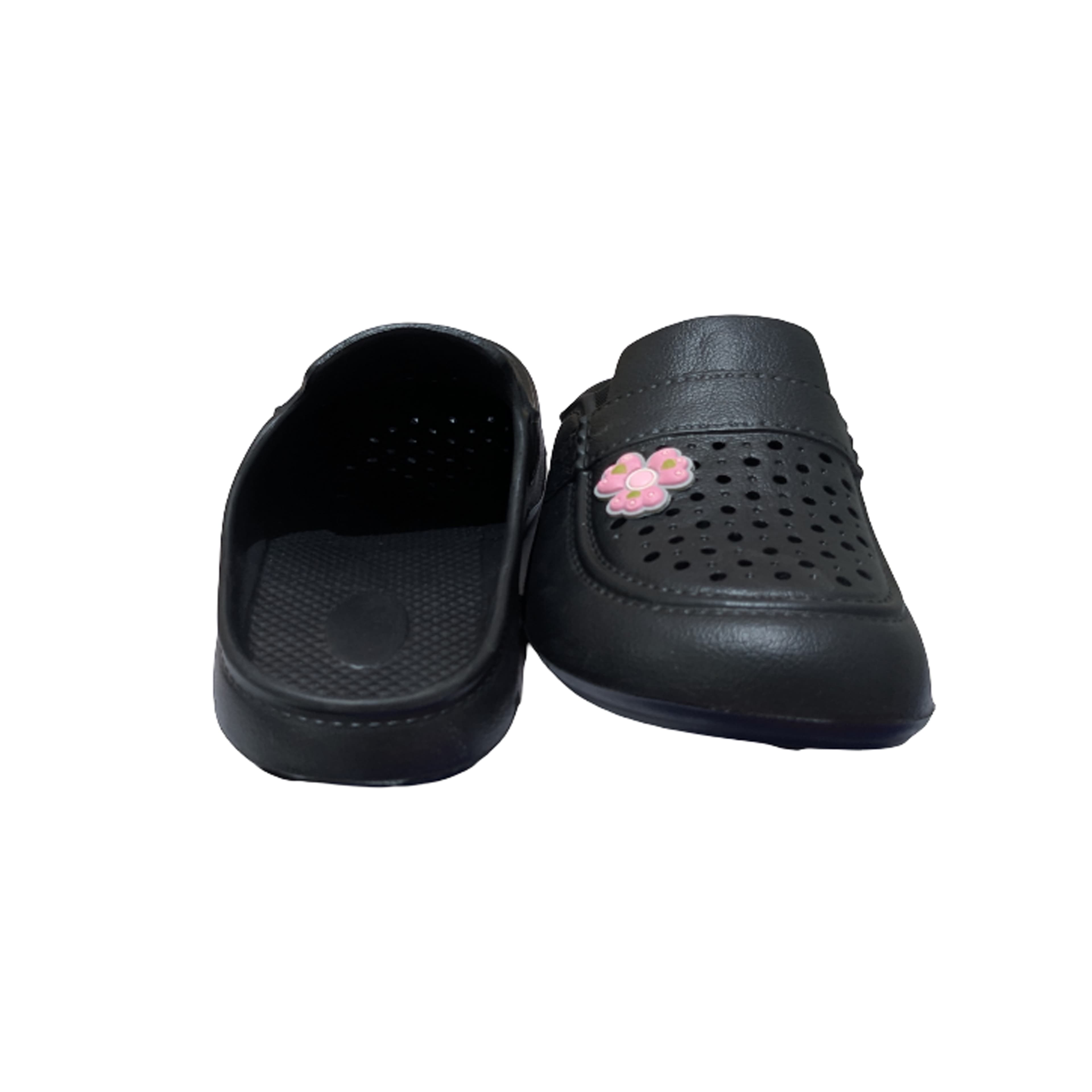 Men’s Perforated Closed-Toe Mule Slippers with Flower Appliqué thumbnail 2