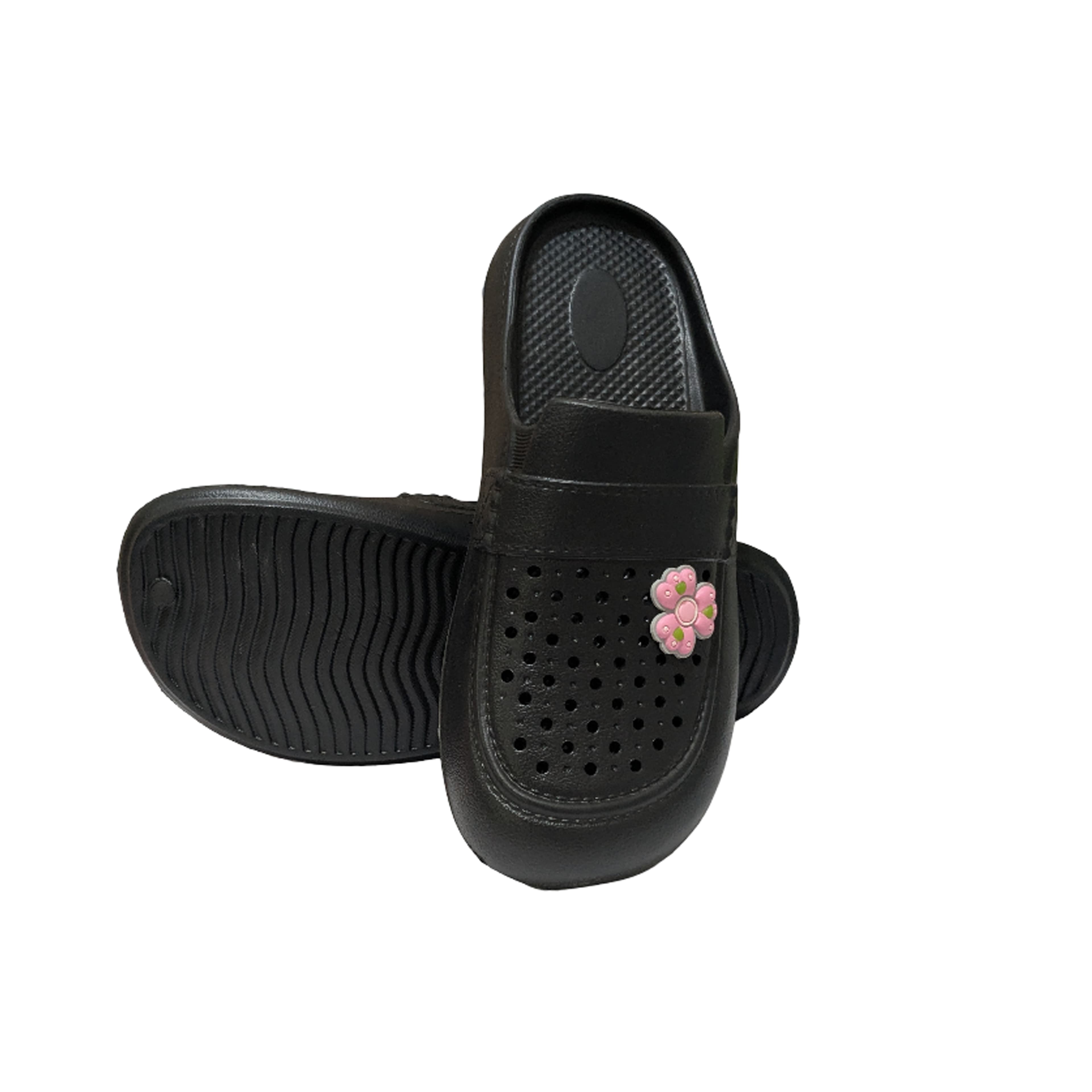 Men’s Perforated Closed-Toe Mule Slippers with Flower Appliqué thumbnail 3