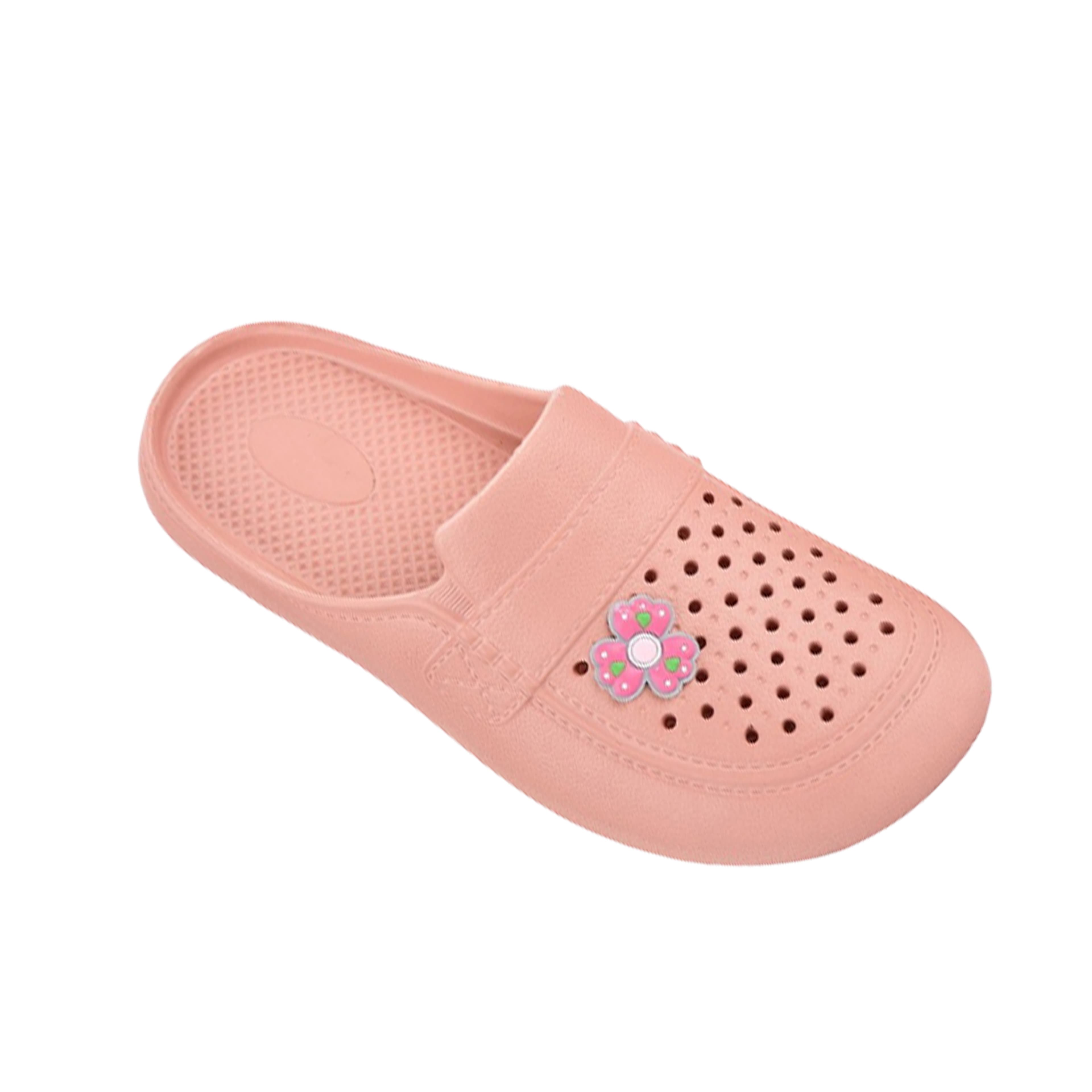 Men's Closed-Toe Perforated Clog Slippers with Floral Charm thumbnail 3