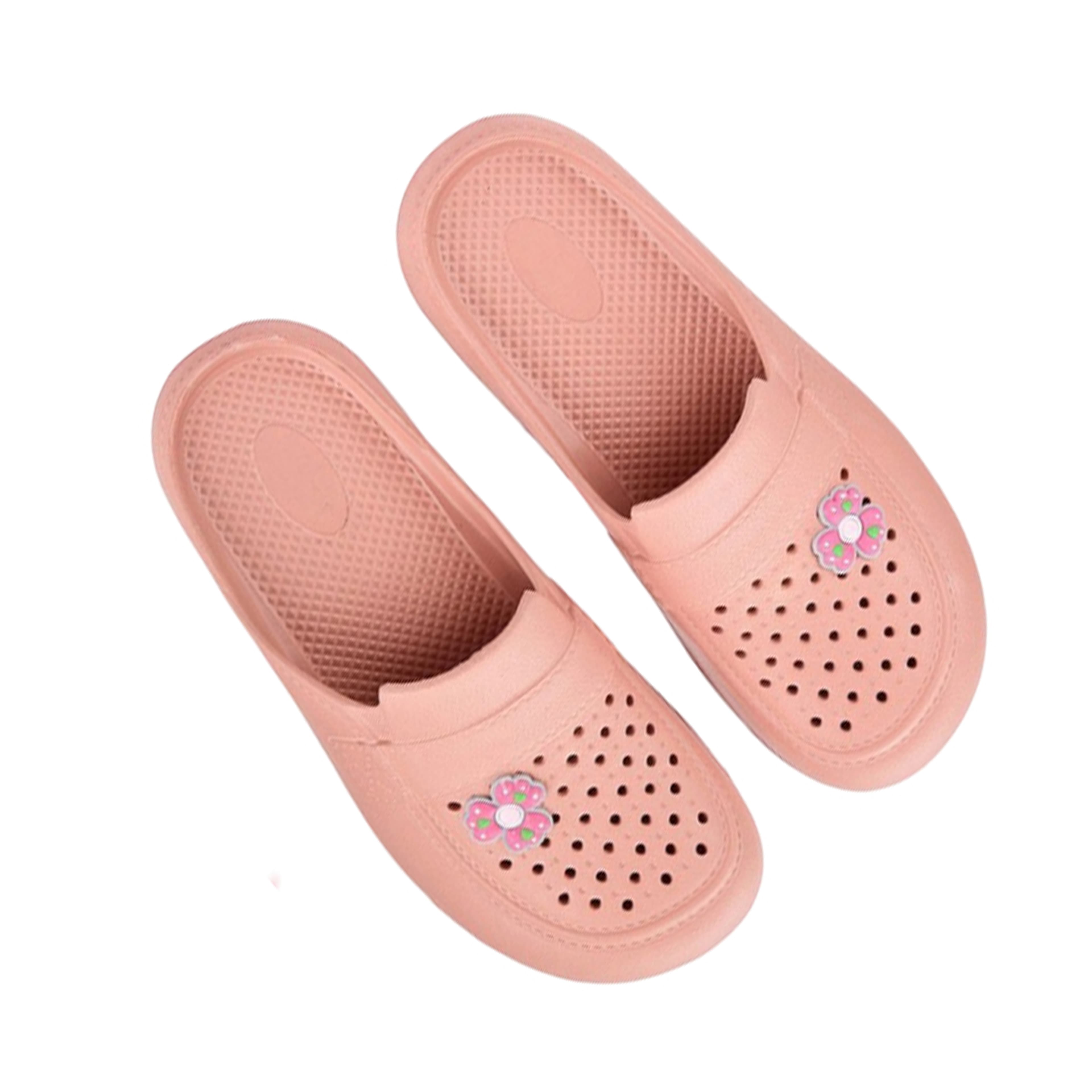 Men's Closed-Toe Perforated Clog Slippers with Floral Charm thumbnail 4