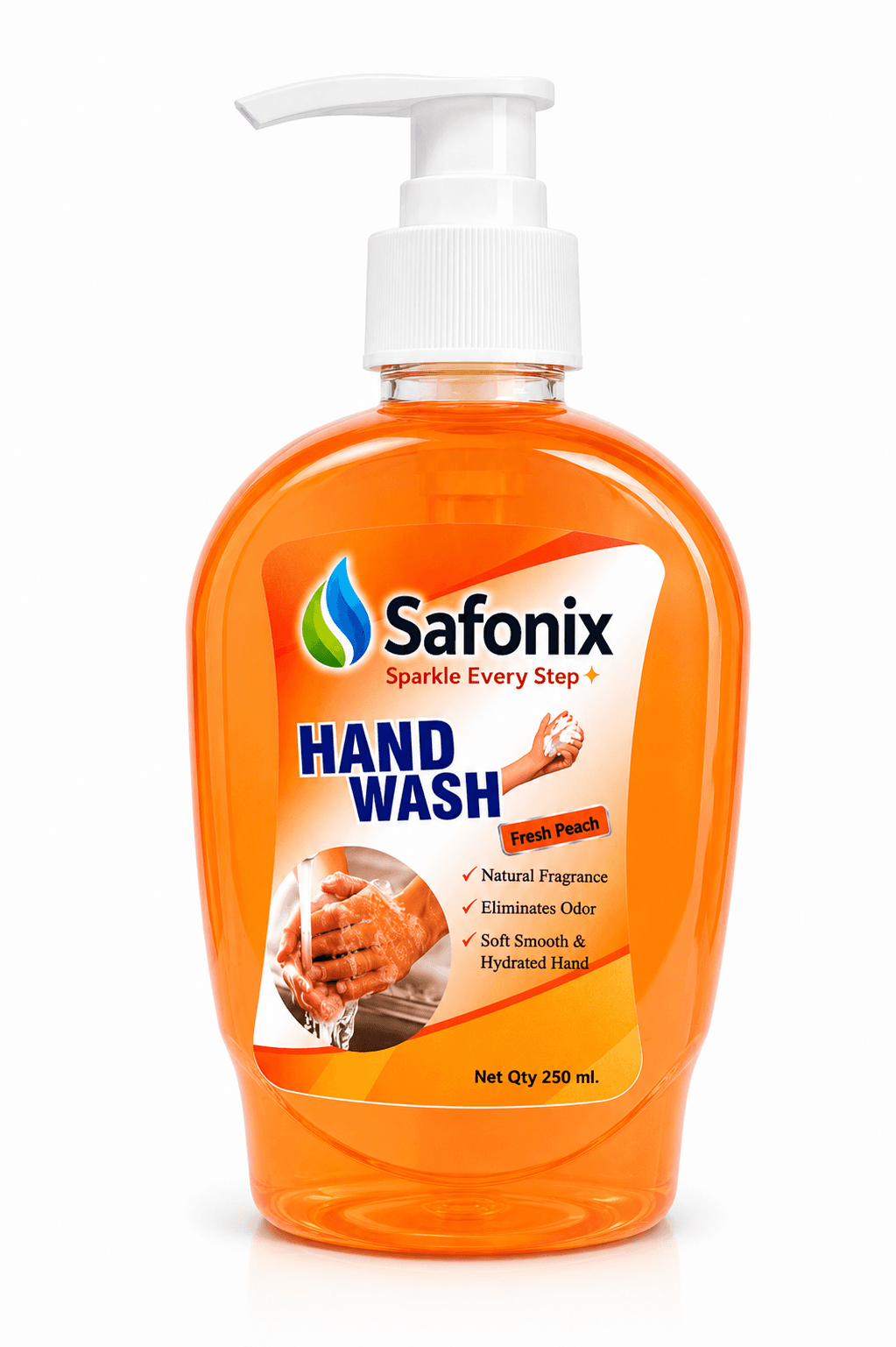 Safonix Hand Wash Liquid | Fresh Peach Fragrance | 250 ML Pack Of 2