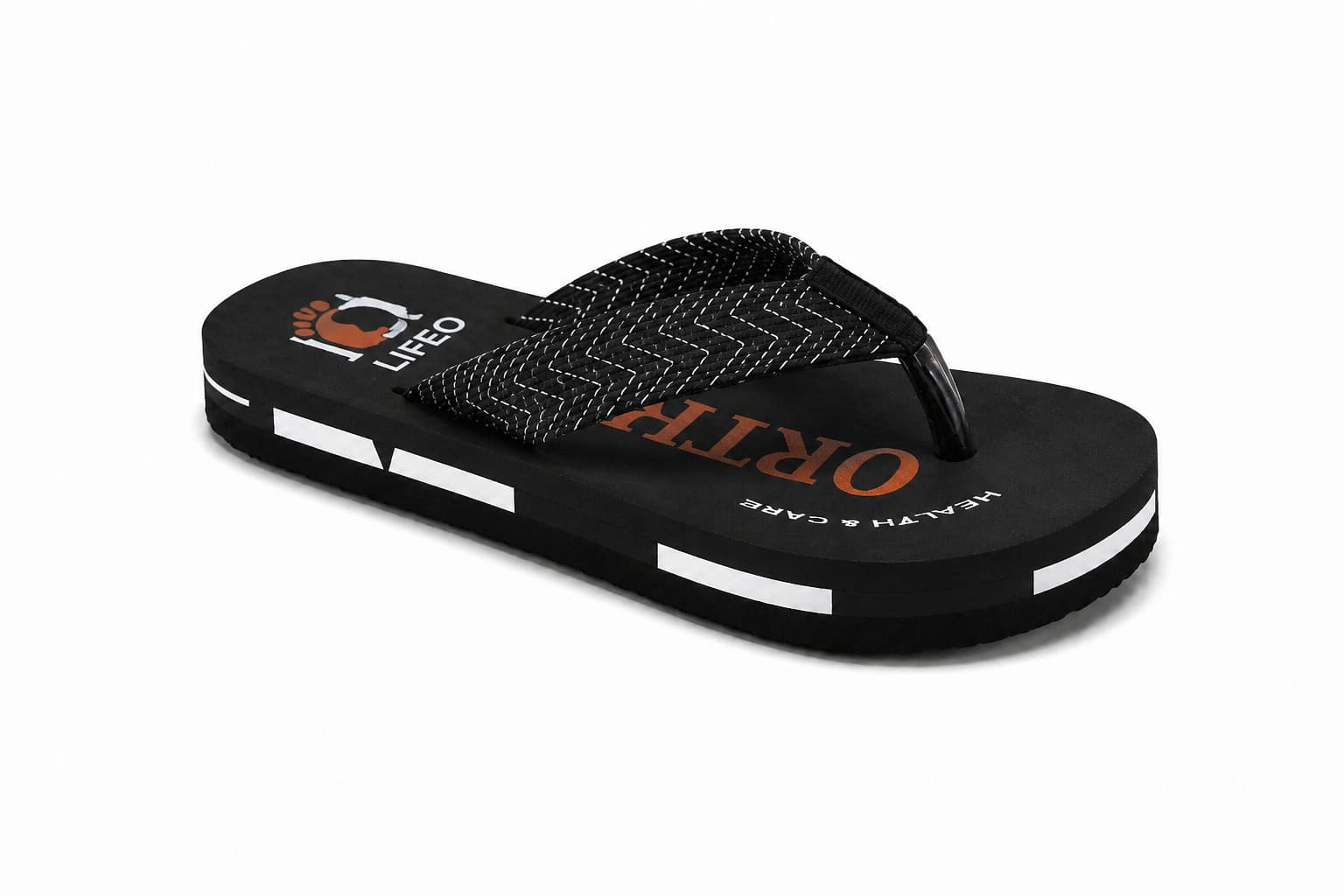 Men’s Thong Flip Flops with Zigzag Textured Strap and Soft Footbed thumbnail 2