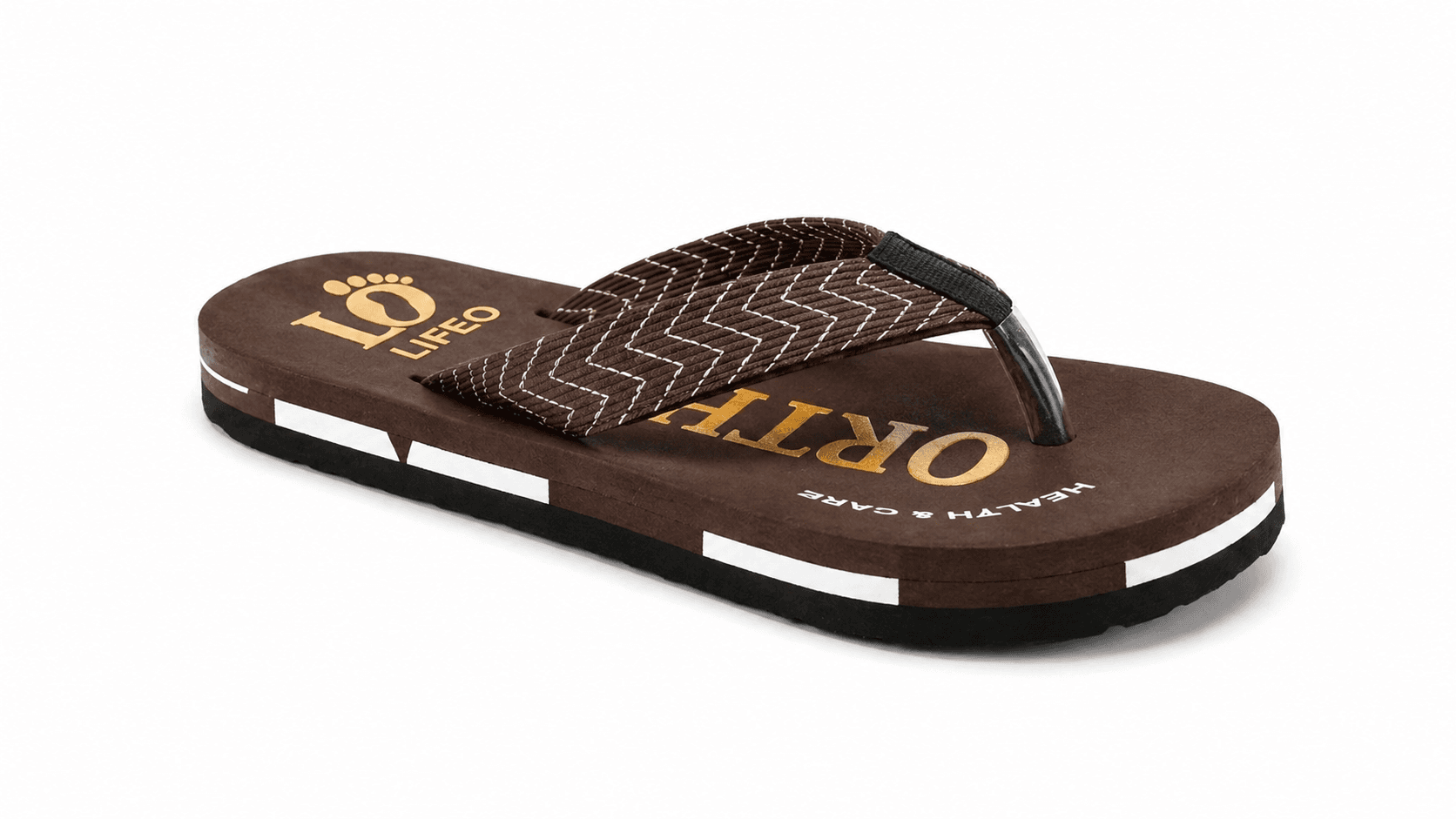 Men’s Thong Flip Flops with Chevron Textured Straps and Layered Sole thumbnail 2