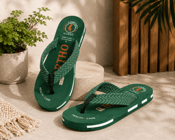 Men’s Textured Strap Thong Flip Flops with Contrast Side Stripe Sole
