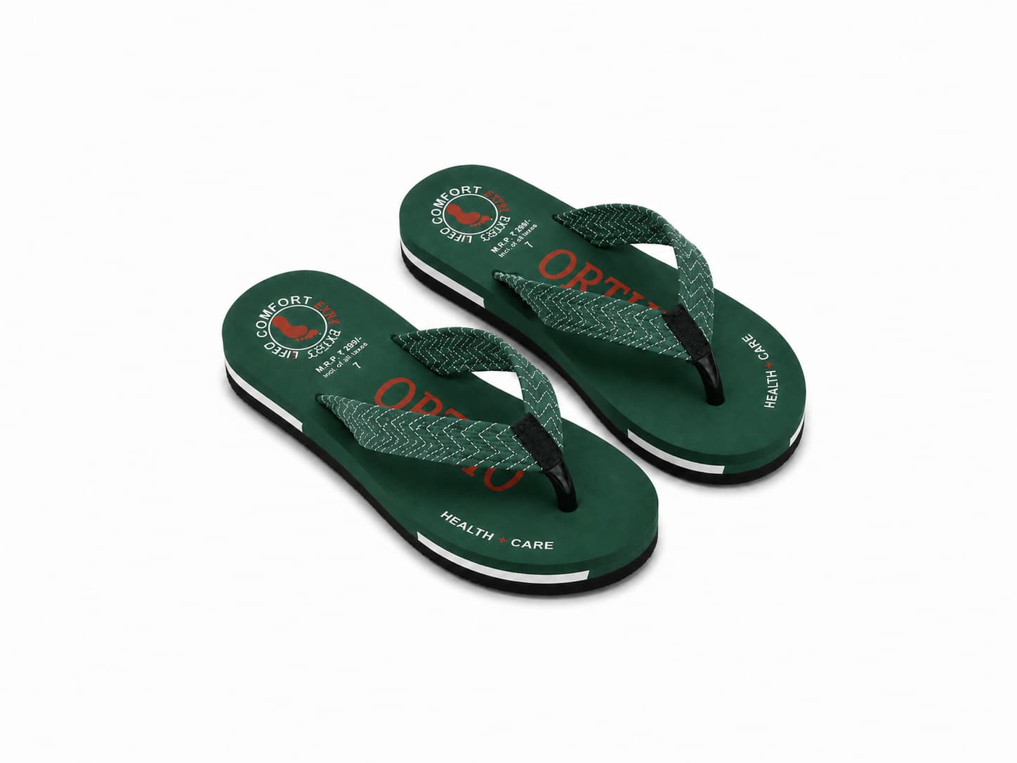 Men’s Textured Strap Thong Flip Flops with Contrast Side Stripe Sole thumbnail 2
