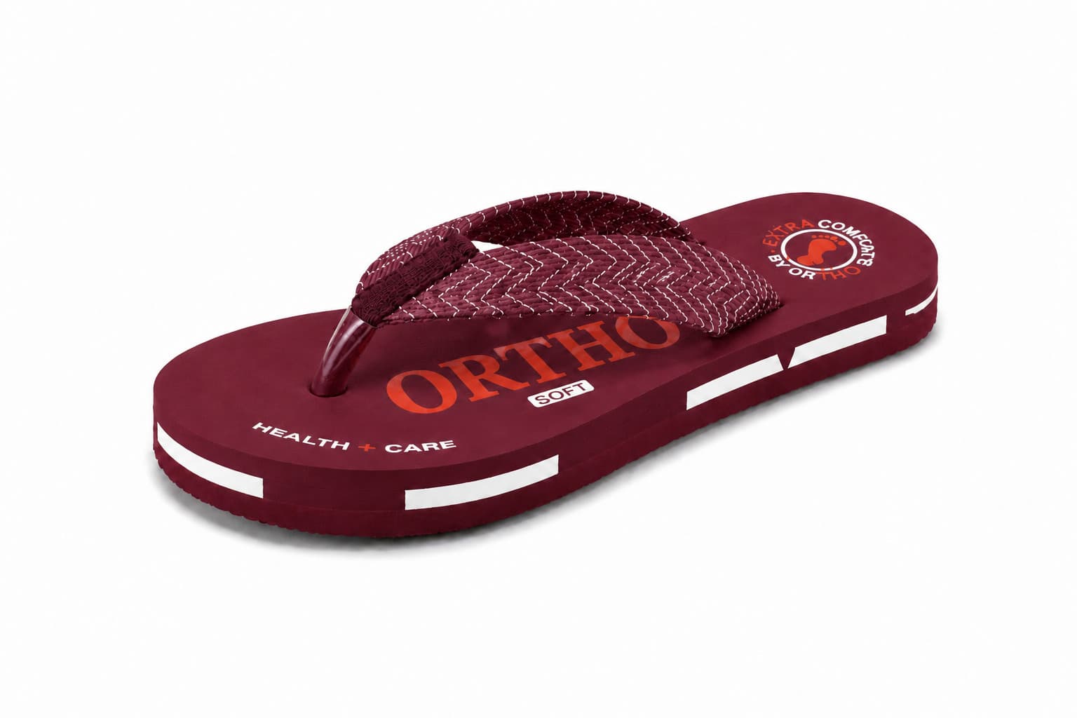 Men’s Casual Thong Flip Flops with Quilted Chevron Strap and Striped Sole thumbnail 2
