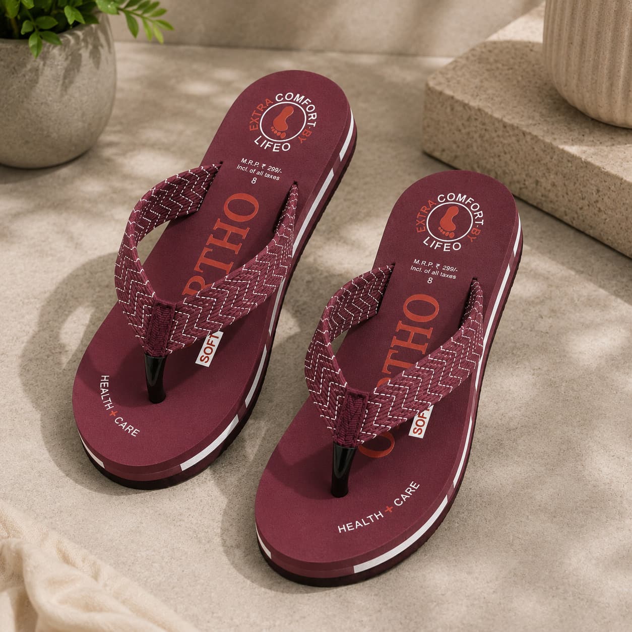 Men’s Casual Thong Flip Flops with Quilted Chevron Strap and Striped Sole thumbnail 6