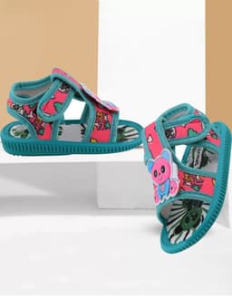 Toddler Open-Toe Cartoon Print Sandals with Hook-and-Loop Closure