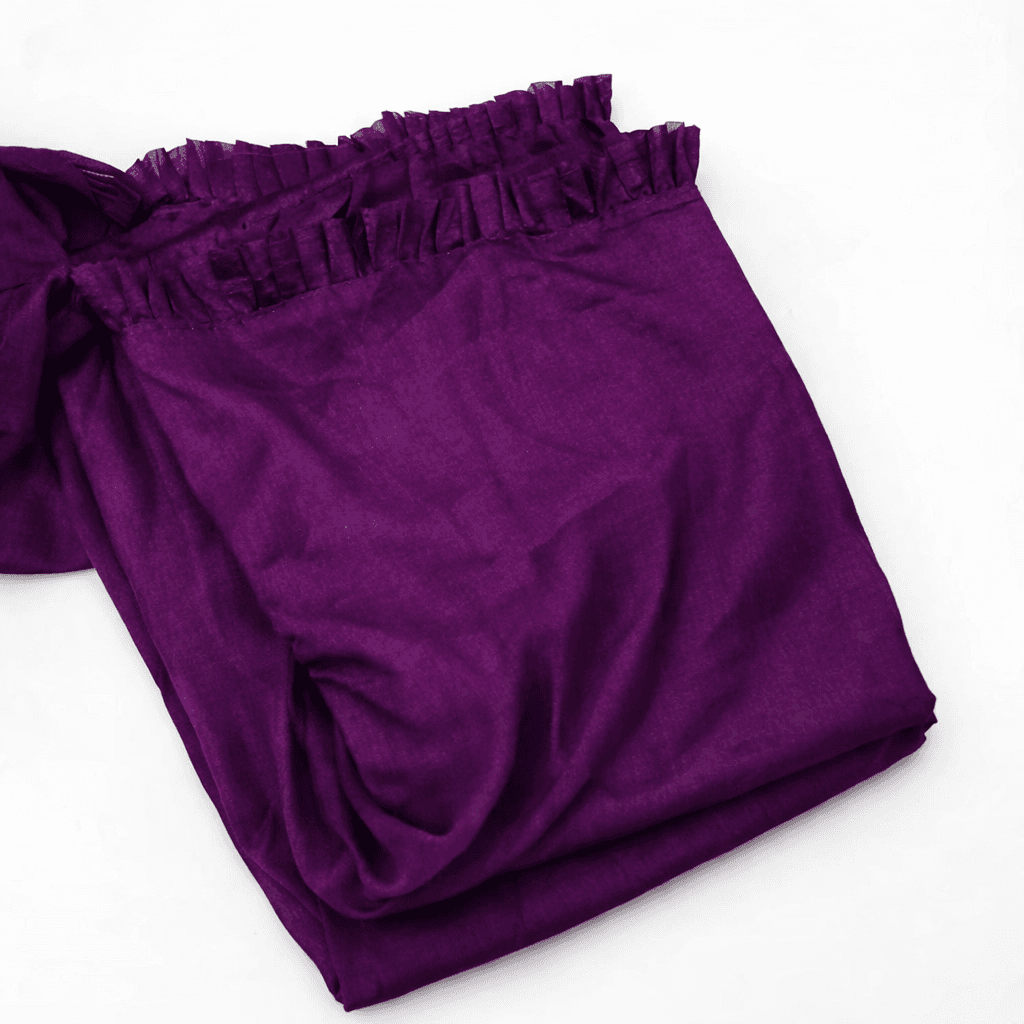 Royal Purple Embroidered Designer Saree With Ruffle Border & Blouse Piece – Festive & Wedding Wear thumbnail 5