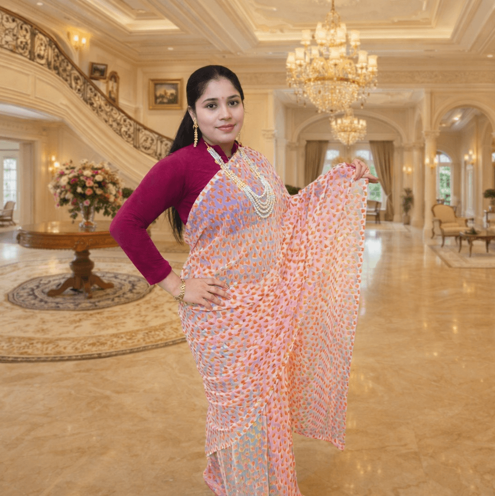 Printed Chiffon Saree With Tassel Pallu | Lightweight Ethnic Wear For Festive & Party Use thumbnail 3