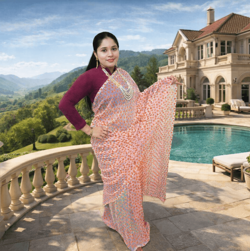 Printed Chiffon Saree With Tassel Pallu | Lightweight Ethnic Wear For Festive & Party Use thumbnail 2