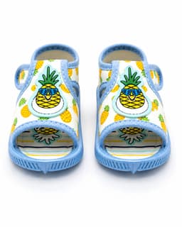Infant Pineapple Print Open-Toe Sandals with Cartoon Appliqué and Heel Strap