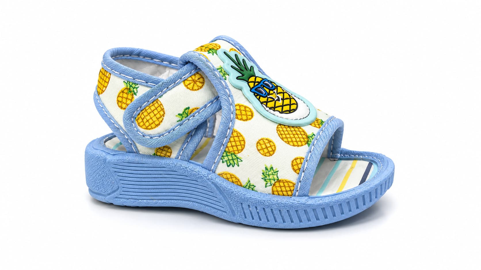 Infant Pineapple Print Open-Toe Sandals with Cartoon Appliqué and Heel Strap thumbnail 2