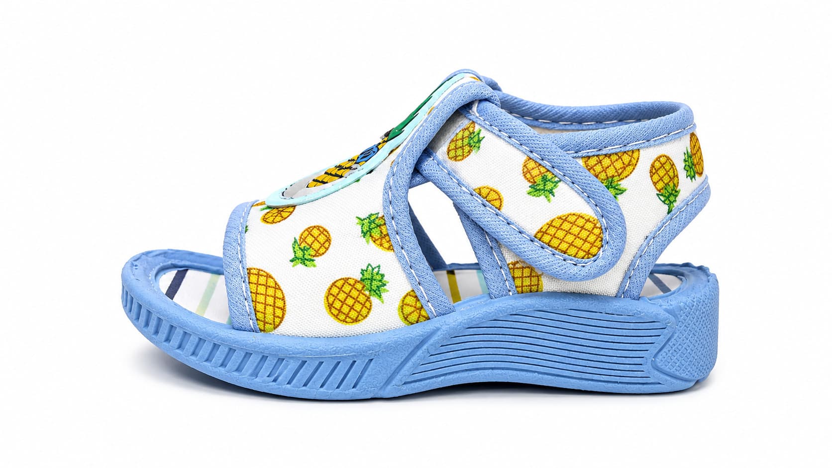 Infant Pineapple Print Open-Toe Sandals with Cartoon Appliqué and Heel Strap thumbnail 3