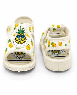 Infant Open-Toe Sandals with Pineapple Appliqué and Ankle Strap