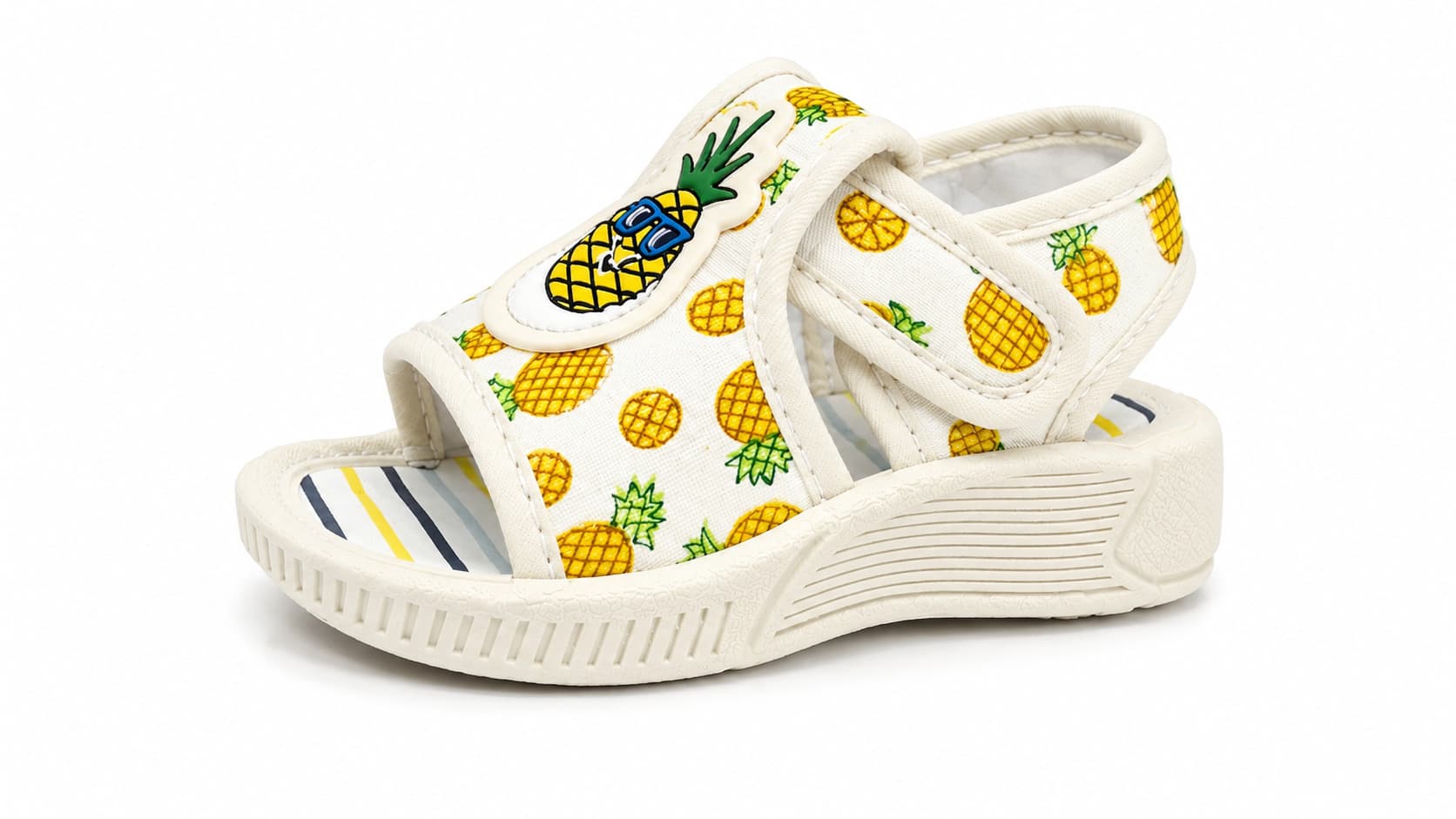 Infant Open-Toe Sandals with Pineapple Appliqué and Ankle Strap thumbnail 2