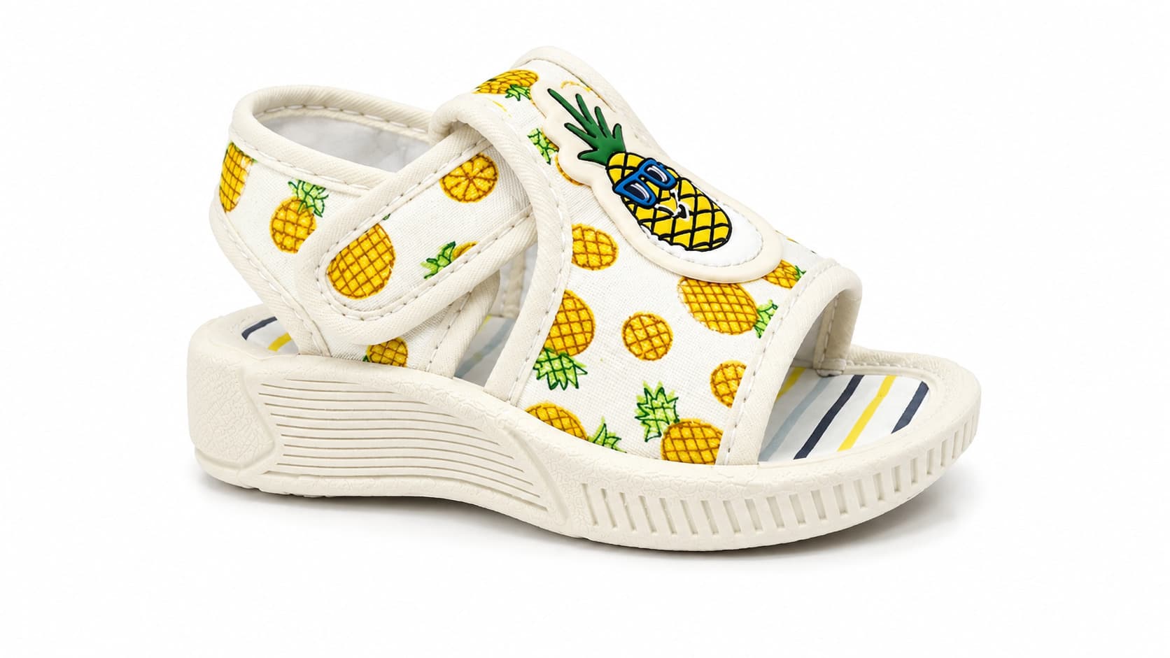 Infant Open-Toe Sandals with Pineapple Appliqué and Ankle Strap thumbnail 3