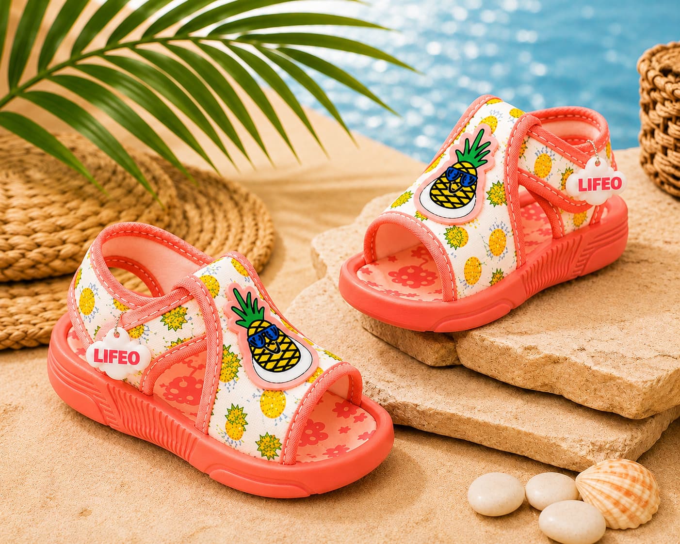 Infant Pineapple Print Open-Toe Hook-and-Loop Sandals thumbnail 5