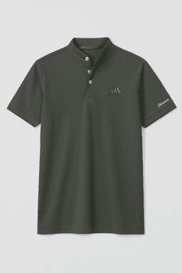 Green Mandarin collar T-shirt