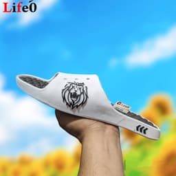Men’s Tiger Graphic Open-Toe Slip-On Slippers with Textured Footbed