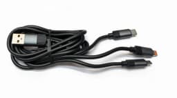Black 1 m USB-A Multi-Connector Charging Cable with USB-C, Micro USB& Lightning Tips