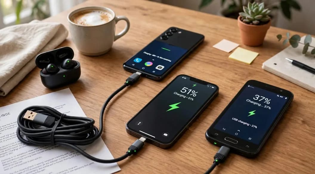 Black 1 m USB-A Multi-Connector Charging Cable with USB-C, Micro USB& Lightning Tips thumbnail 2