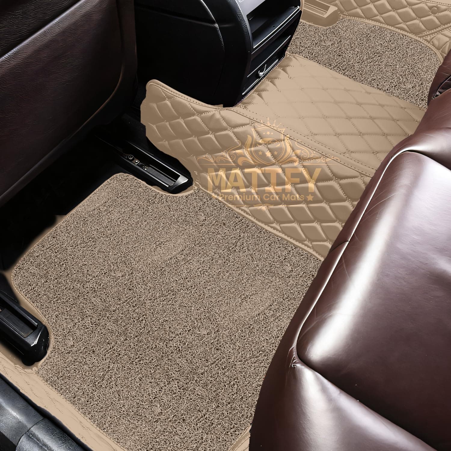 Floor Mats For Mahindra XUV 700 7 Seater || Luxury Leather Double Car Floor Mat Complete Set || 100% Waterproof And Washable || Color : Beige thumbnail 2