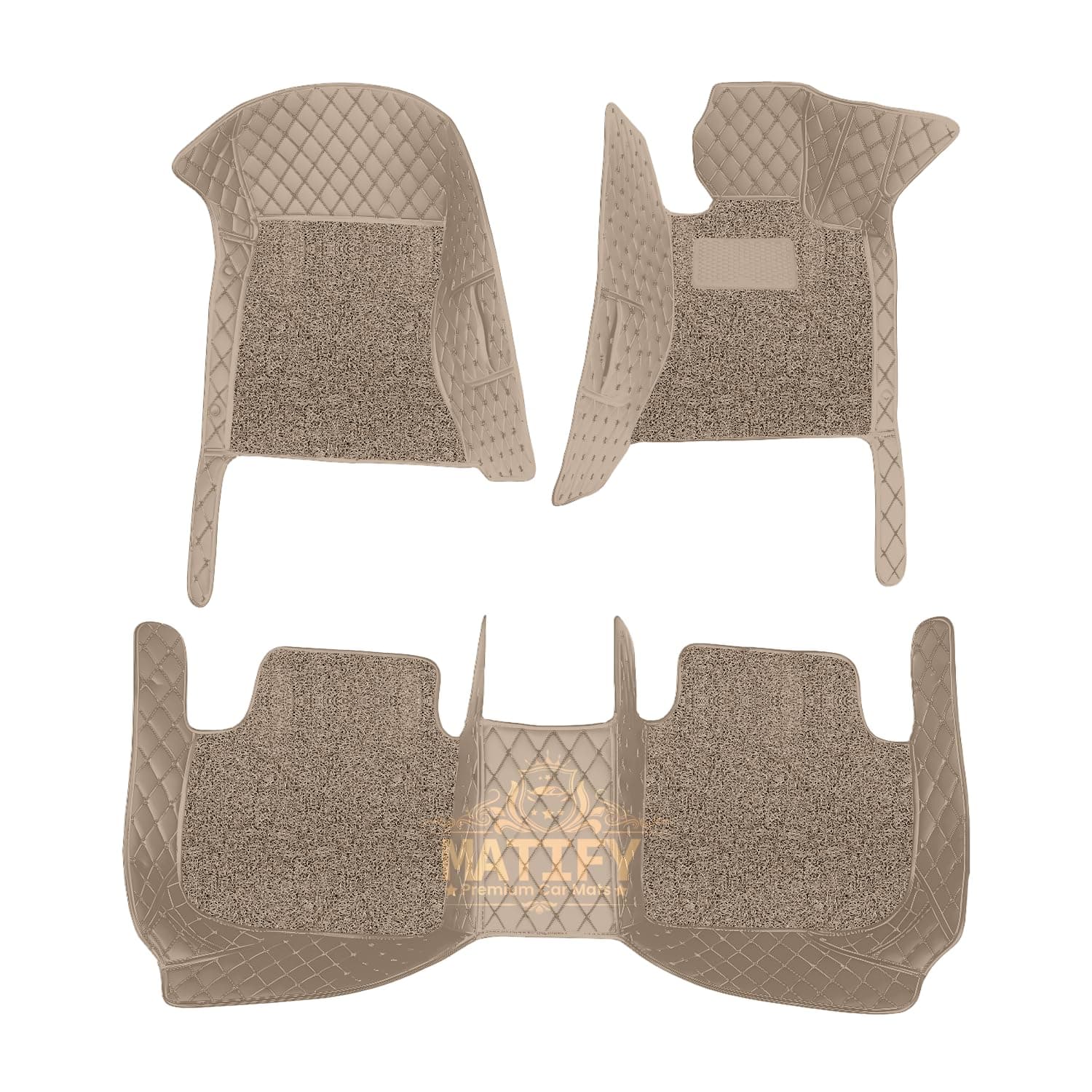 Floor Mats For Mahindra XUV 700 7 Seater || Luxury Leather Double Car Floor Mat Complete Set || 100% Waterproof And Washable || Color : Beige thumbnail 5