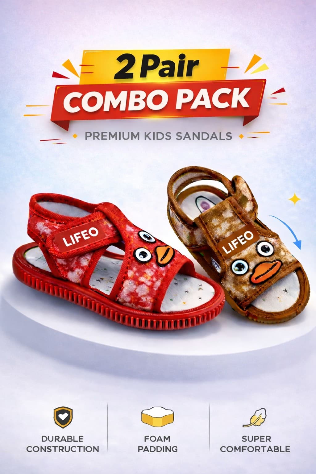 Kids Cartoon Face Open-Toe Sandals with Adjustable Hook-and-Loop Strap thumbnail 6