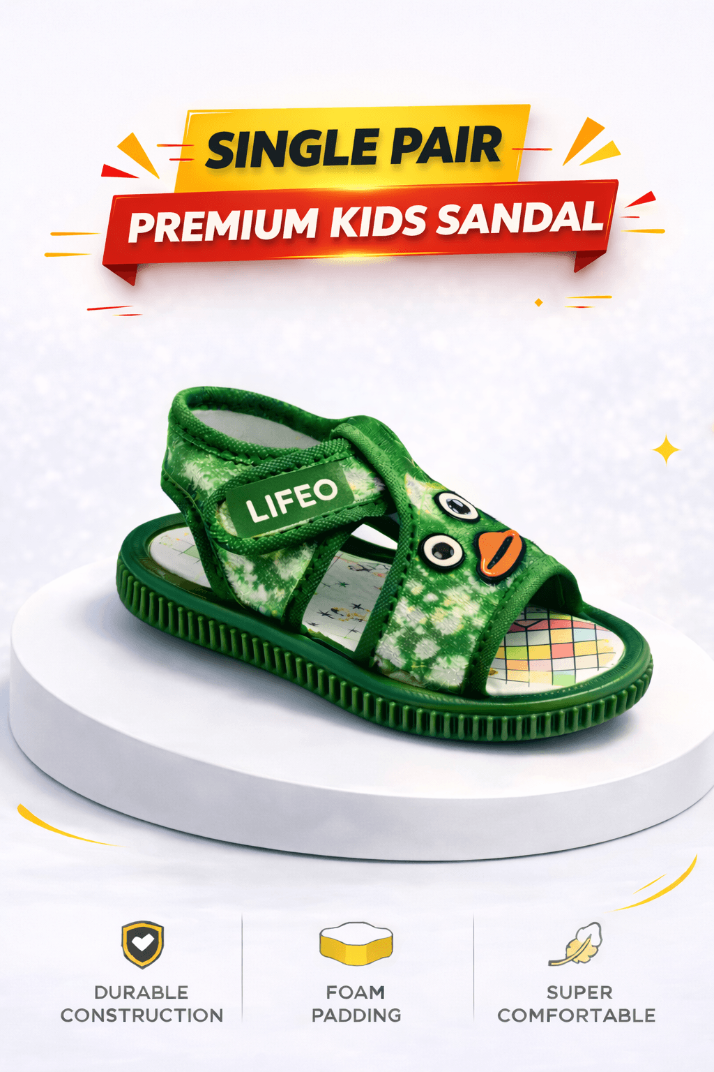 Toddler Cartoon Duck Open-Toe Sandals with Hook-and-Loop Ankle Strap thumbnail 5