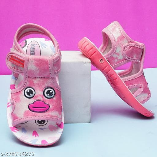 Girls Cartoon Face Open-Toe Sandals with Adjustable Back Strap thumbnail 1