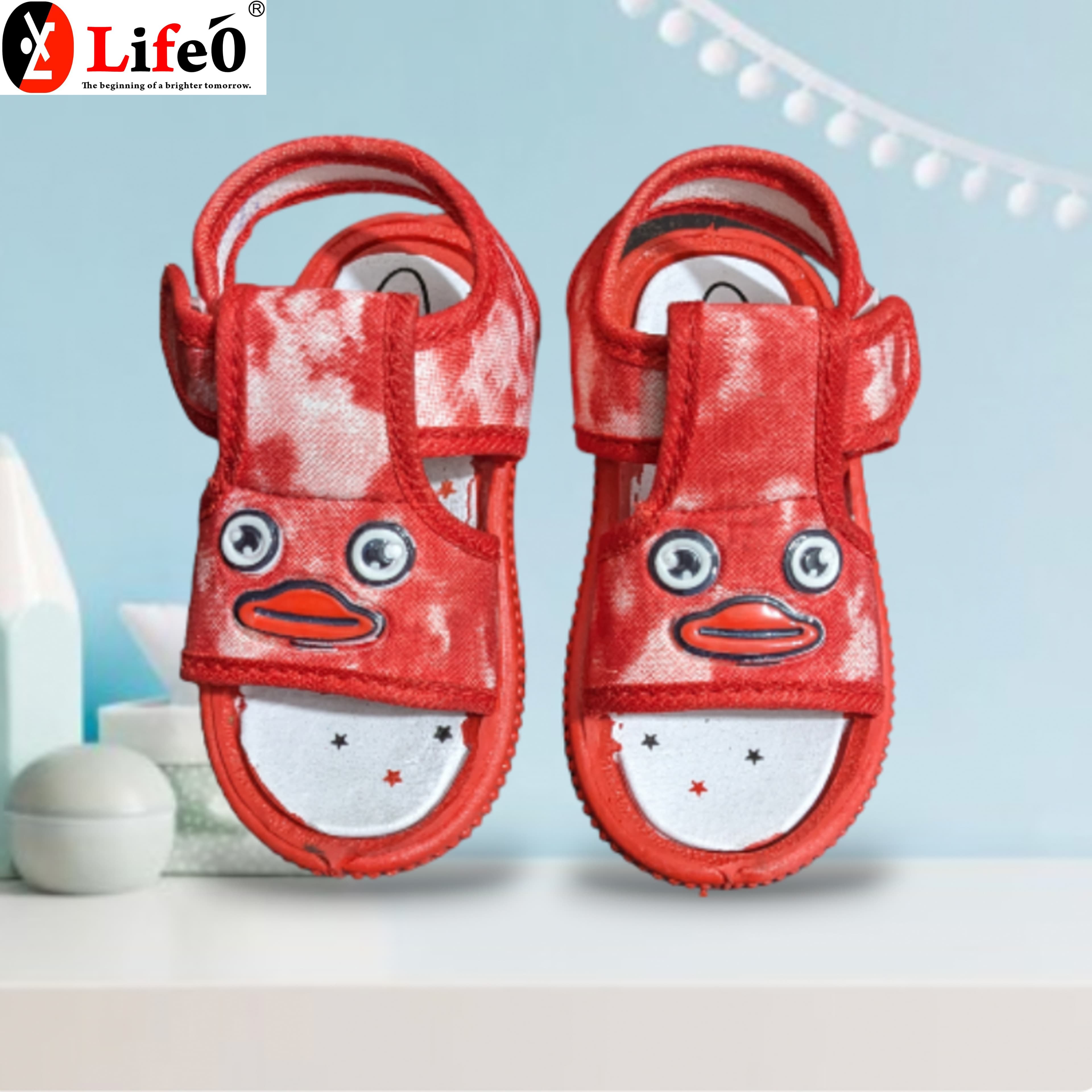 Infant Open-Toe Cartoon Face Sandals with Hook-and-Loop Ankle Strap thumbnail 2