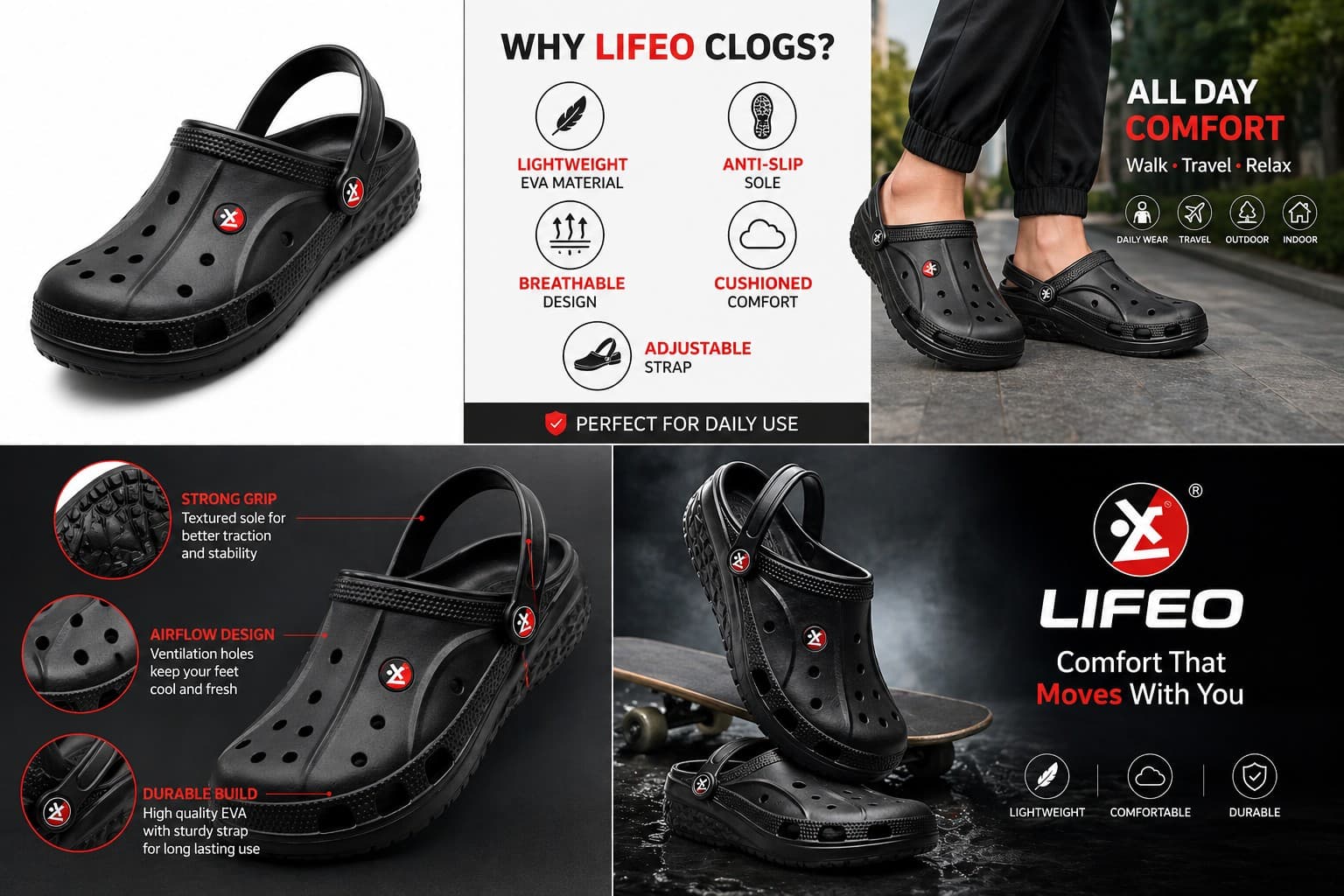 Men's Closed-Toe Moulded Clog Sandals with Adjustable Heel Strap thumbnail 5