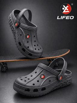 Men’s Ventilated Clog Sandals with Pivoting Heel Strap and Textured Sole