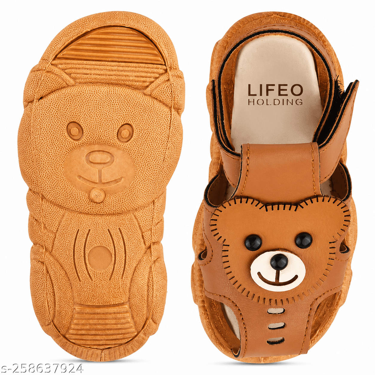 Kids Bear Appliqué Open-Toe Sandals with Adjustable Hook-and-Loop Strap thumbnail 2