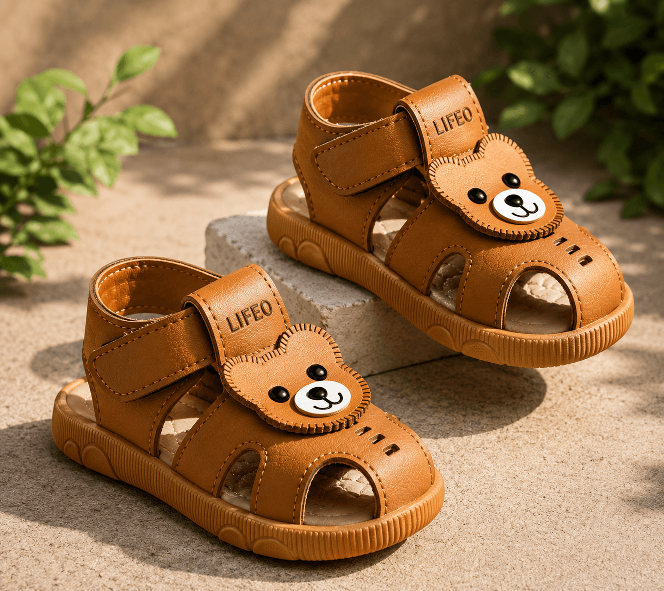 Kids Bear Appliqué Open-Toe Sandals with Adjustable Hook-and-Loop Strap thumbnail 6