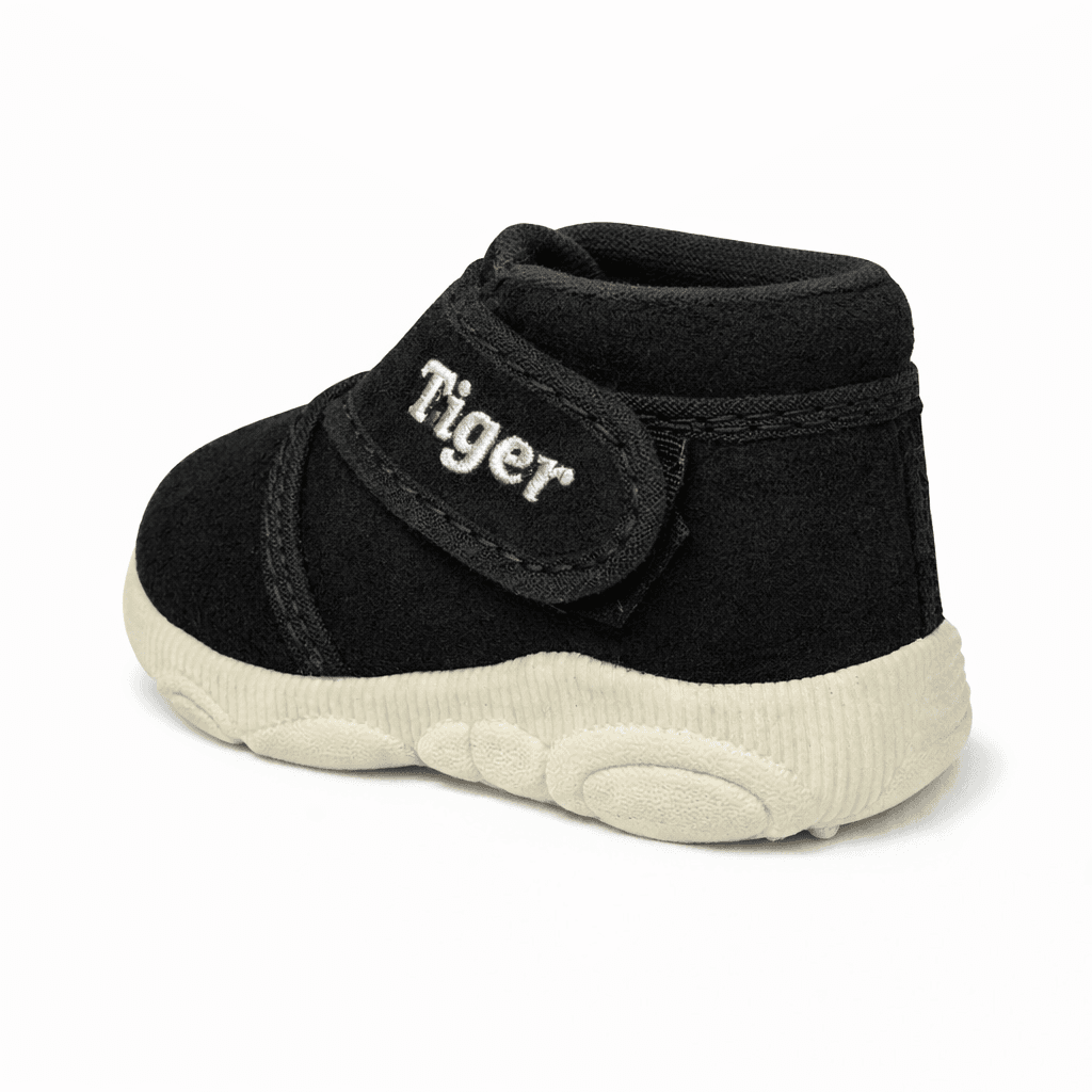 Infant High-Top Booties with Hook-and-Loop Strap and Textured Sole thumbnail 1