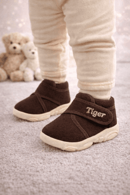 Toddler Bootie Shoes with Hook-and-Loop Strap and Textured Sole