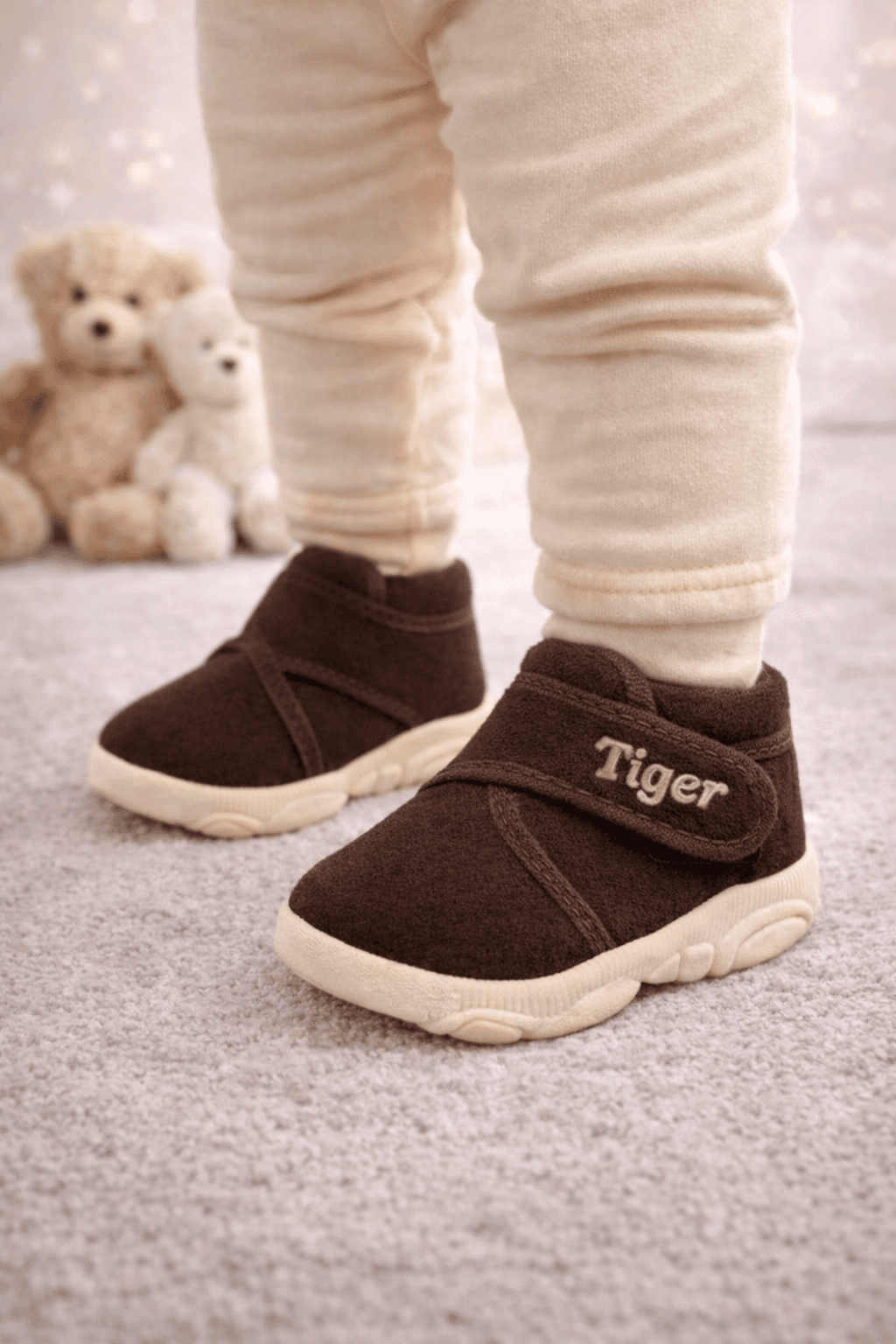Toddler Bootie Shoes with Hook-and-Loop Strap and Textured Sole thumbnail 1