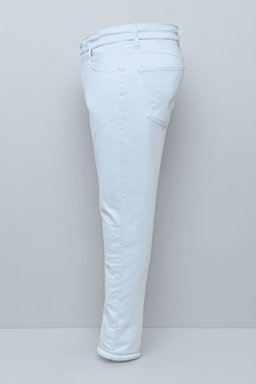 Men Slim Mid Rise White Jeans thumbnail 3